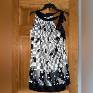 Yvos Dressbarn Black White Halter Short Dress Size L